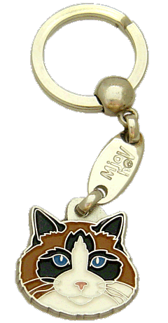 Ragdolska mačka tricolor <br> (obesek za ključe, Gravura vključena v ceno)